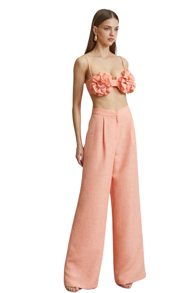 Soyella Flower Trim Pants Set-PANTS SETS-Intrigue