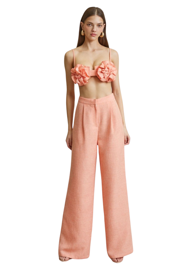 Soyella Flower Trim Pants Set-PANTS SETS-Intrigue