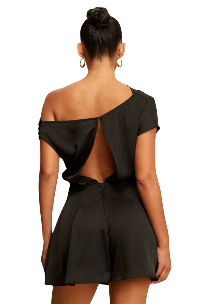 Stacy Satin Drape Romper-Rompers & Jumpsuits-Intrigue