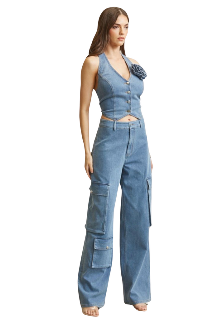 Brielle Denim Pants Set-PANTS SETS-Intrigue