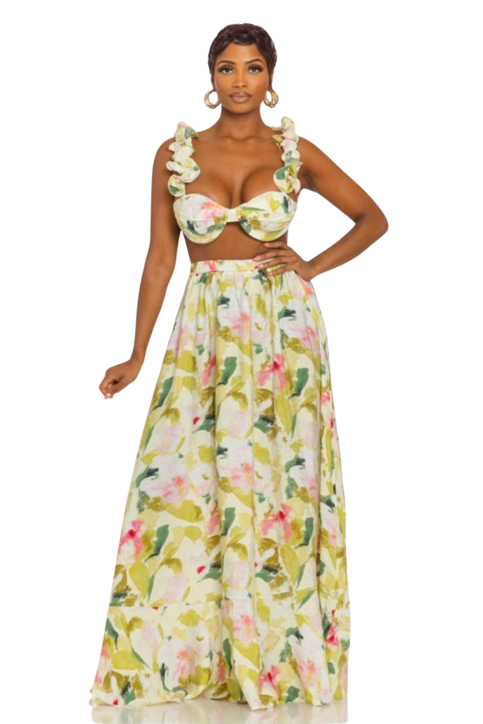 Brandi Floral Ruffle Skirt Set-Skirt set-Intrigue