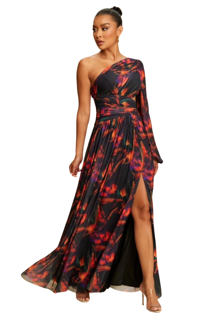 Raven Front Slit Maxi Dress-Intrigue