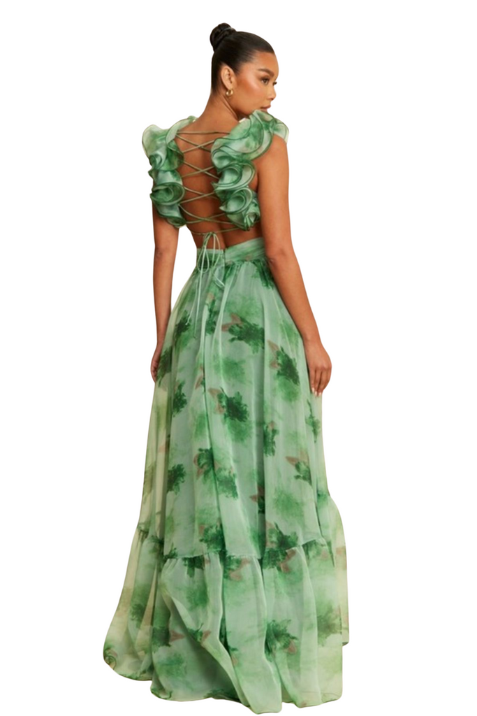 Lacie Floral Chiffon Gown-DRESSES-Intrigue