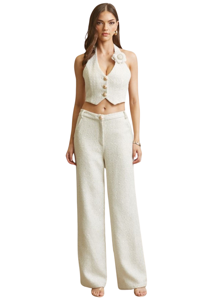 Neresa Tweed Set-PANTS SETS-Beige-S-Intrigue