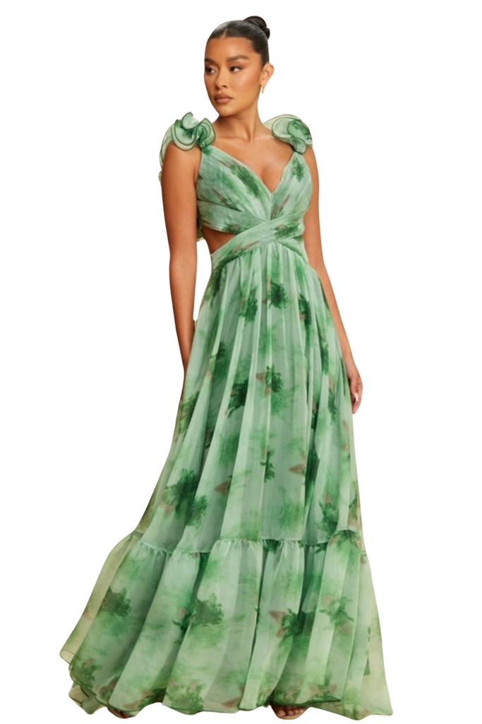 Lacie Floral Chiffon Gown-DRESSES-Intrigue