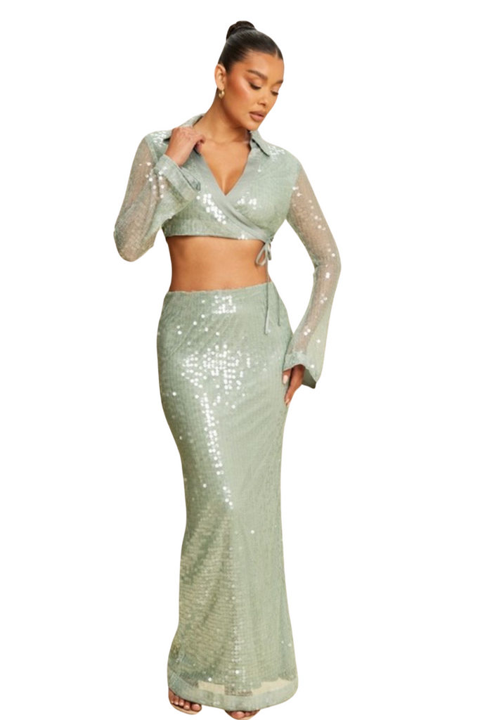 Bayley Sequin Skirt Set-Outfit Sets-Intrigue