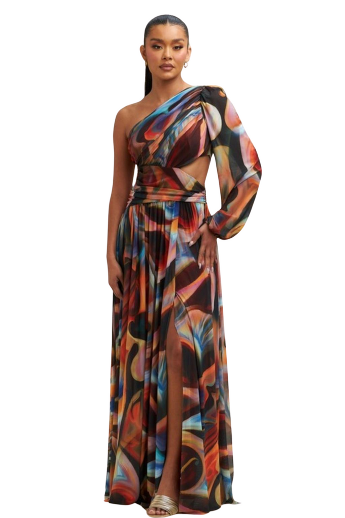 Raven Front Slit Maxi Dress-Intrigue