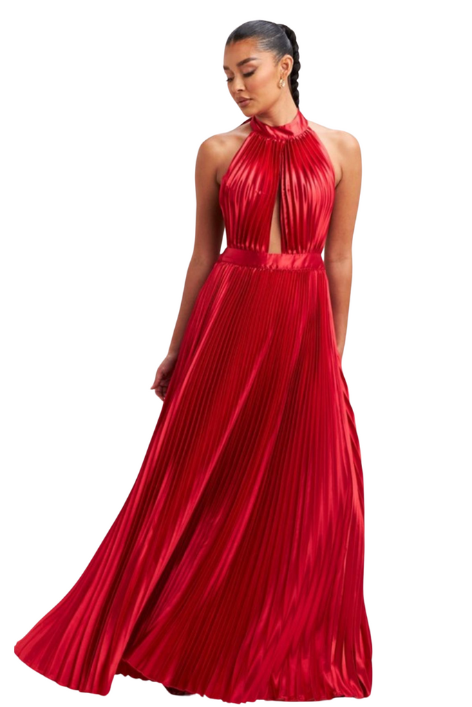 Valai Satin Halter Dress-DRESSES-Intrigue