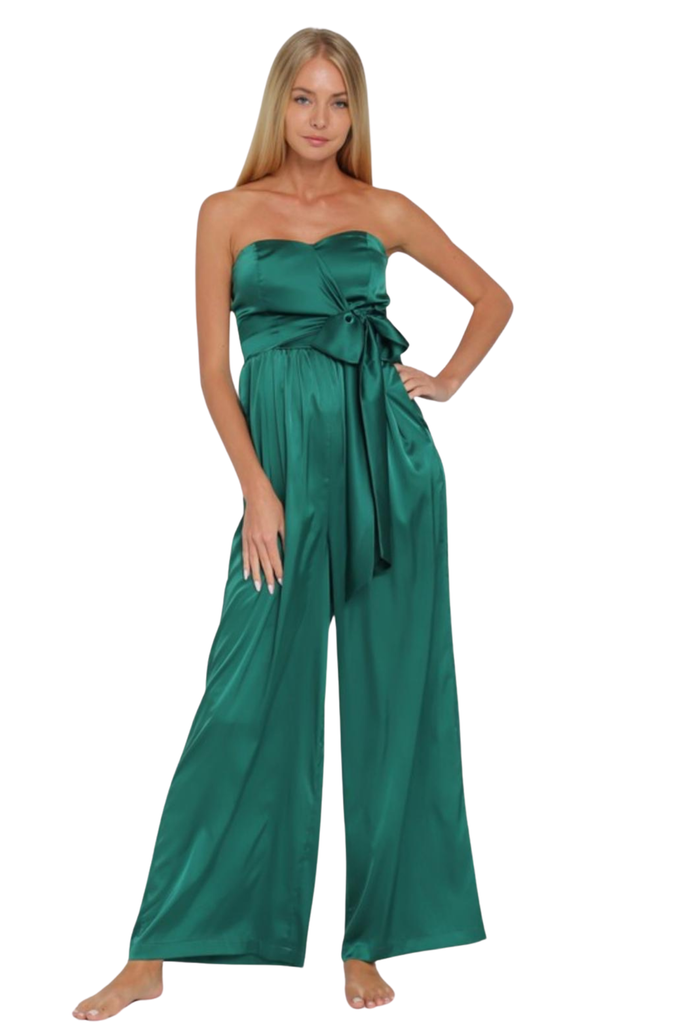 Serena Tie Front Satin Jumpsuit-Jumpsuits & Rompers-Intrigue