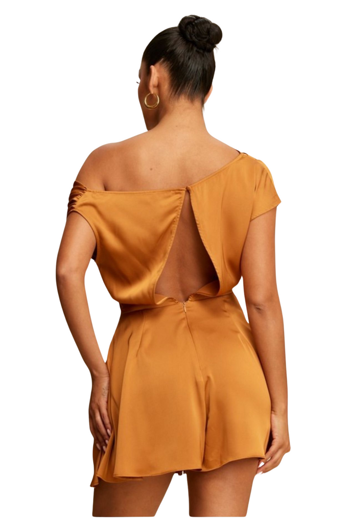 Stacy Satin Drape Romper-Rompers & Jumpsuits-Intrigue