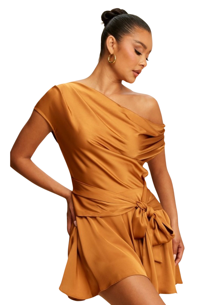 Stacy Satin Drape Romper-Rompers & Jumpsuits-Intrigue