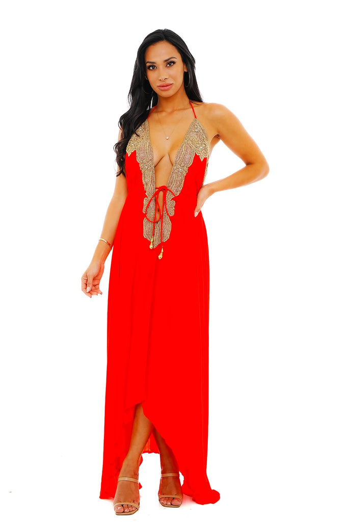 Jaime Scarf Dress-Dresses-RED-O/S-Intrigue