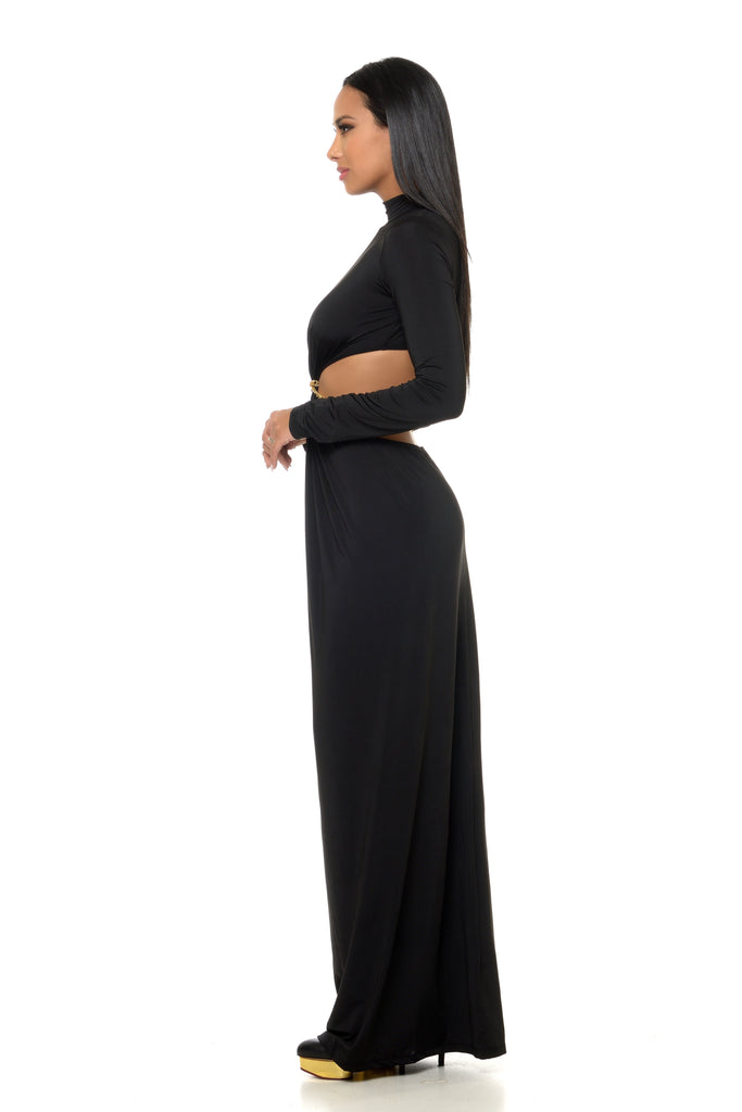 Maddison Long Sleeve Cut Out Maxi Dress-DRESSES-Intrigue